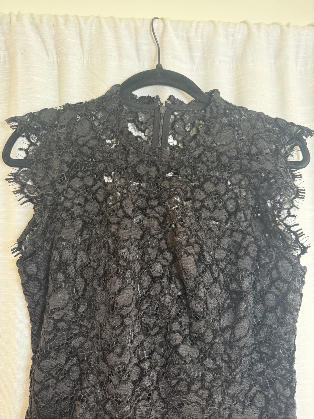 White House Black Market Black Lace Mock Neck Top | Size 2 - Picture 7 of 12